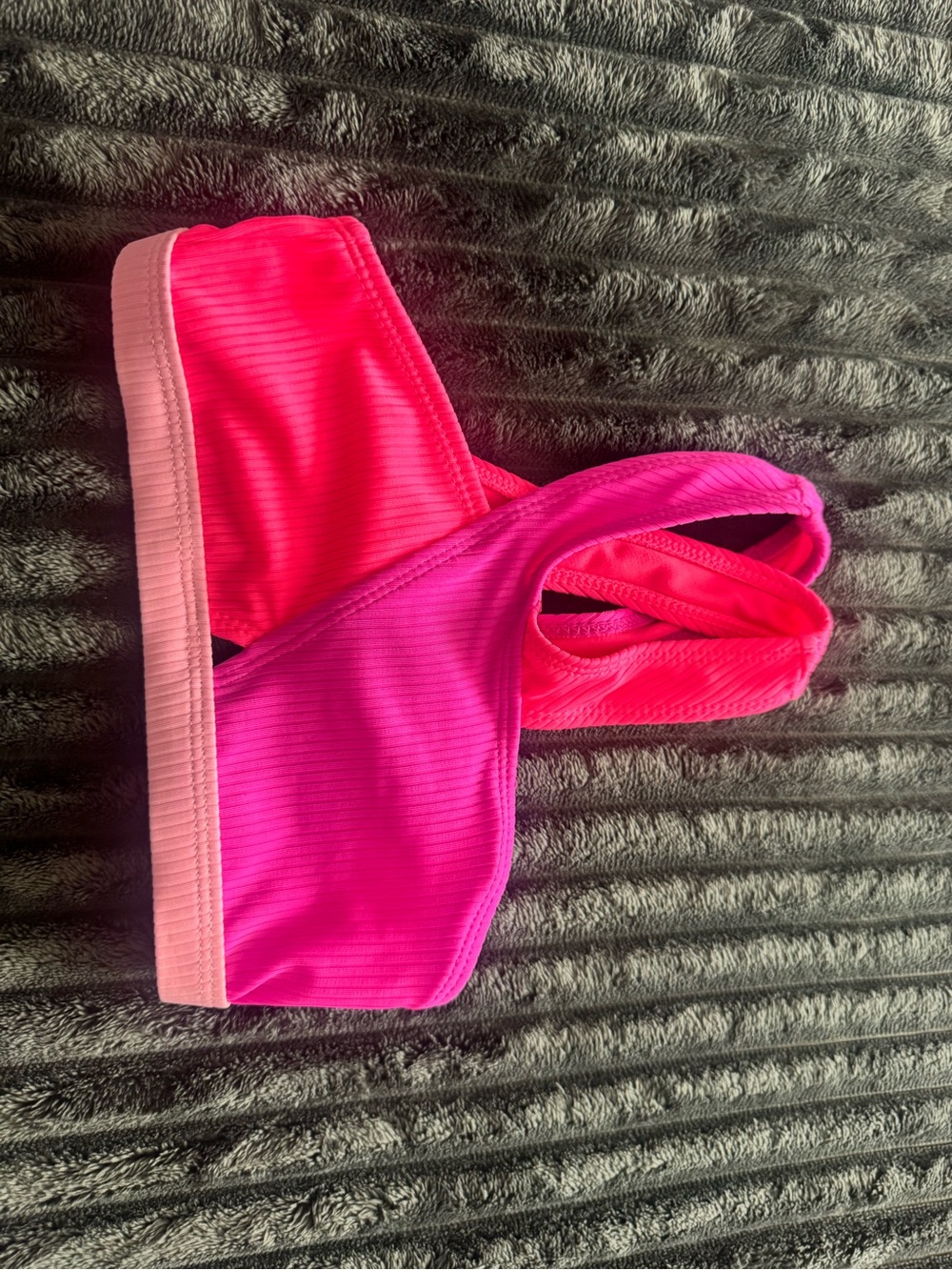 Nordstrom Hot Pink Ribbed Bikini Top